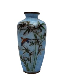 Late 19th C. Japanese Meiji Ginbari Cloisonne Vase