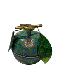 RARE Early 20th C. Chinese Cloisonne Apple Shaped Box