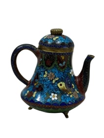 19th C. Japanese Meiji Cloisonne Miniature Teapot