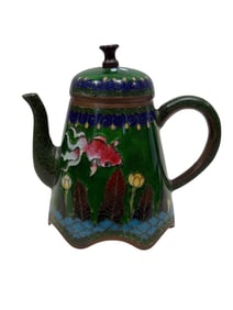 Late 19th C. Japanese Meiji Ginbari Cloisonne Teapot