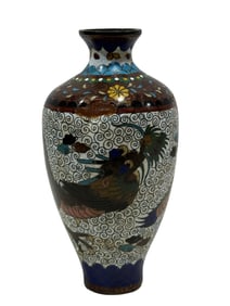 19th C. Japanese Meiji Cloisonne Dragon Vase
