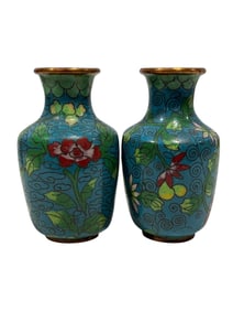 Pair of Chinese Cloisonne Vases