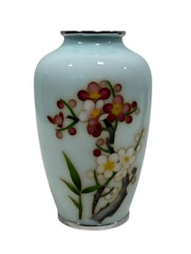 Vintage Japanese Silver Wire Cloisonne Vase