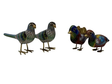 Group of 4 Chinese Cloisonne Birds