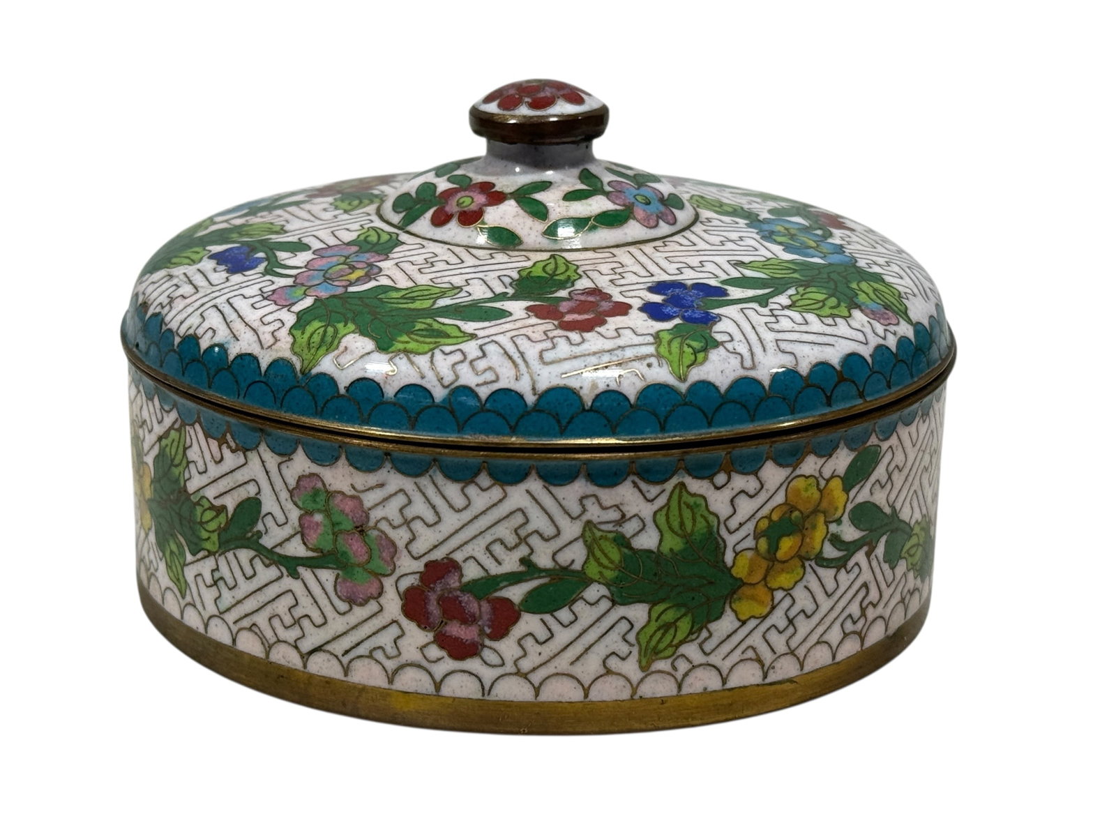 Early 20th C. Chinese Cloisonne Lidded Box (1 of 5)