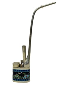 Late 19th C. Chinese Cloisonne Qing Dynasty Opium Pipe