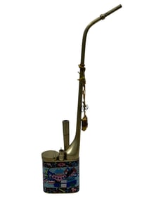 Late 19th C. Chinese Cloisonne Qing Dynasty Opium Pipe