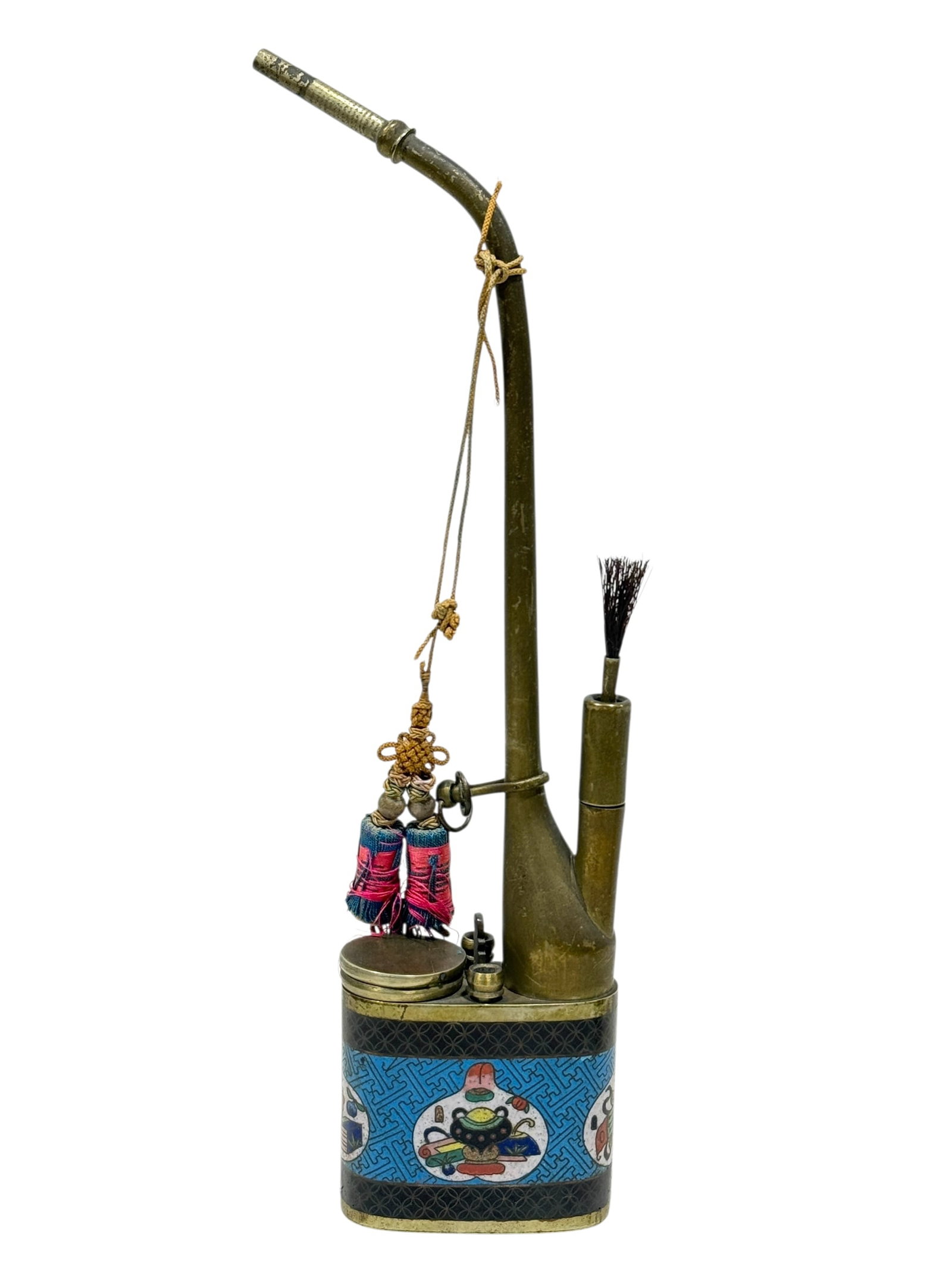 Late 19th C. Chinese Cloisonne Qing Dynasty Opium Pipe (1 of 8)