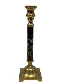 Vintage Chinese Cloisonne & Brass Candlestick