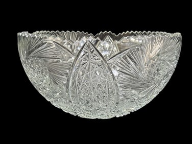 Late 19th C. Large American Brilliant Cut Glass Center Bowl
