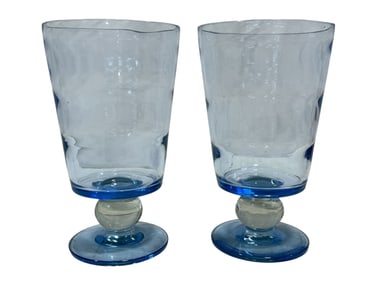Pair of MCM Tiffin Swedish Optic Copen Blue Vases