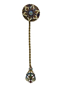 Antique French Brass Champleve Enamel Spoon
