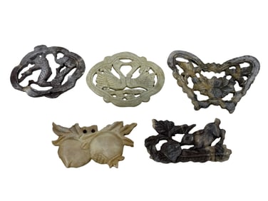 Lot of 5 Asian Stone Carved Pieces