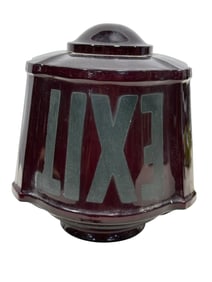 1920s Art Deco Ruby Red Glass Exit Sign Shade