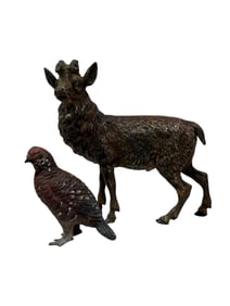 Vienna Bronze Mule Deer & Pheasent