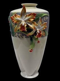 Franz Magnificent Cattleya Orchid Vase w/ Orig Box