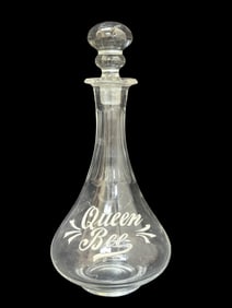 19th C. Enameled "Queen Bee" Crystal Decanter