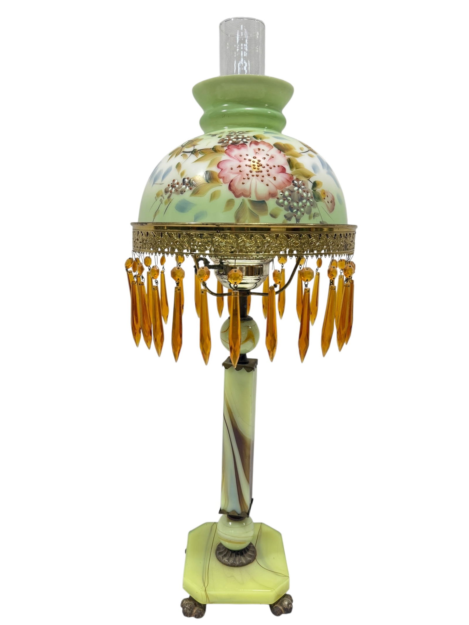 Antique Uranium Marble Base Parlor Lamp (1 of 11)