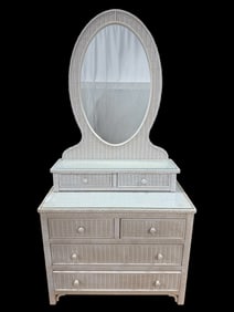 Wicker Chest w/ Vanity Mirror
