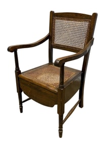 Antique Cane Commode Chair