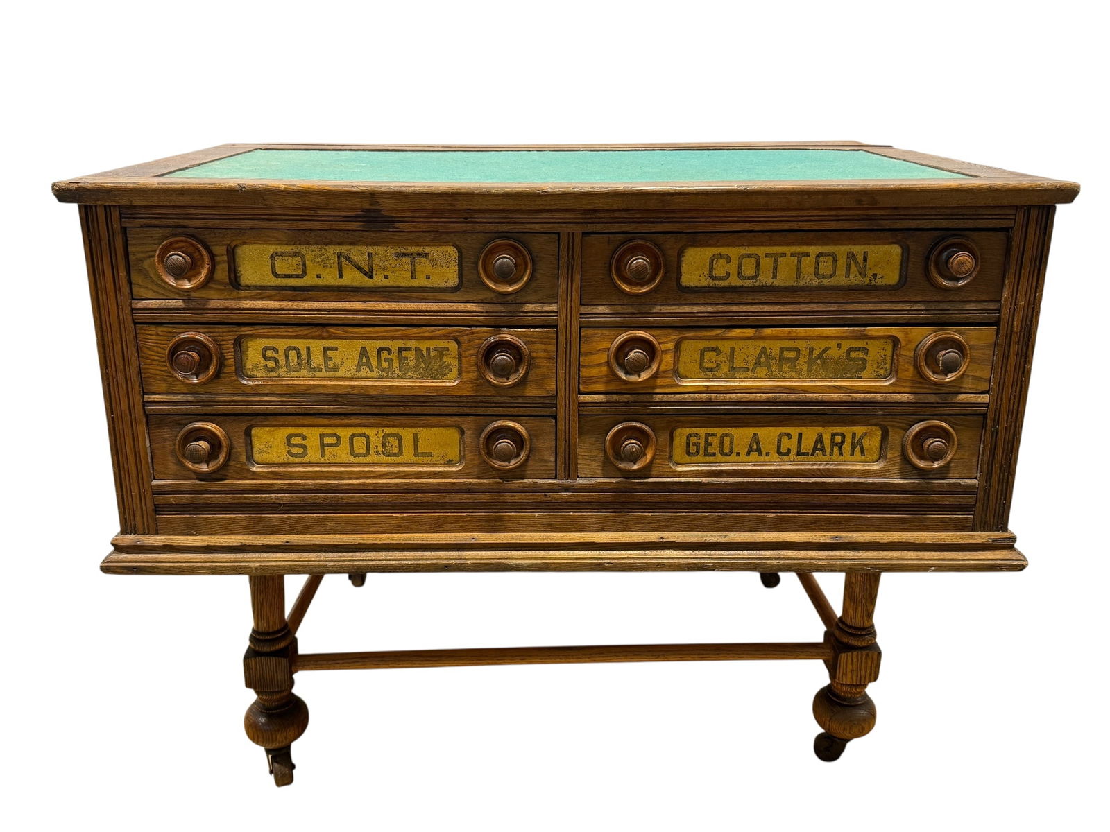 Antique Oak Clarks O.N.T Spool Cabinet on Legs (1 of 15)