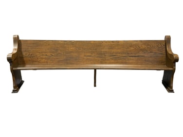 Antique Oak Curved Church Pew