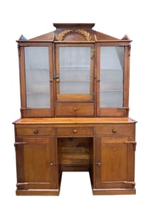 19th C. Kneehole Desk w/ Hutch Top