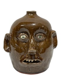 Signed Reggie Meaders Pottery Face Jug