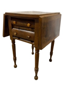 Antique Federal Style 2 Drawer Drop Leaf Side Table
