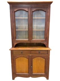 Late 19th C. Stepback Walnut Kitchen Cupboard