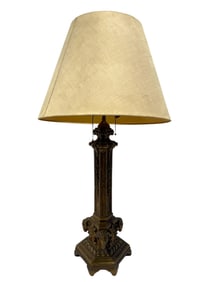 Gilt Composite Ram & Floral Motif Table Lamp