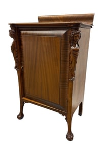 Early 1900s English Edwardian Style Carved Mahogany Music Cabinet