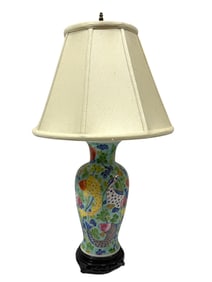 Porcelain Painted Fish Table Lamp