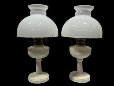 Pair of Aladdin Lincoln Drape Converted Lamps