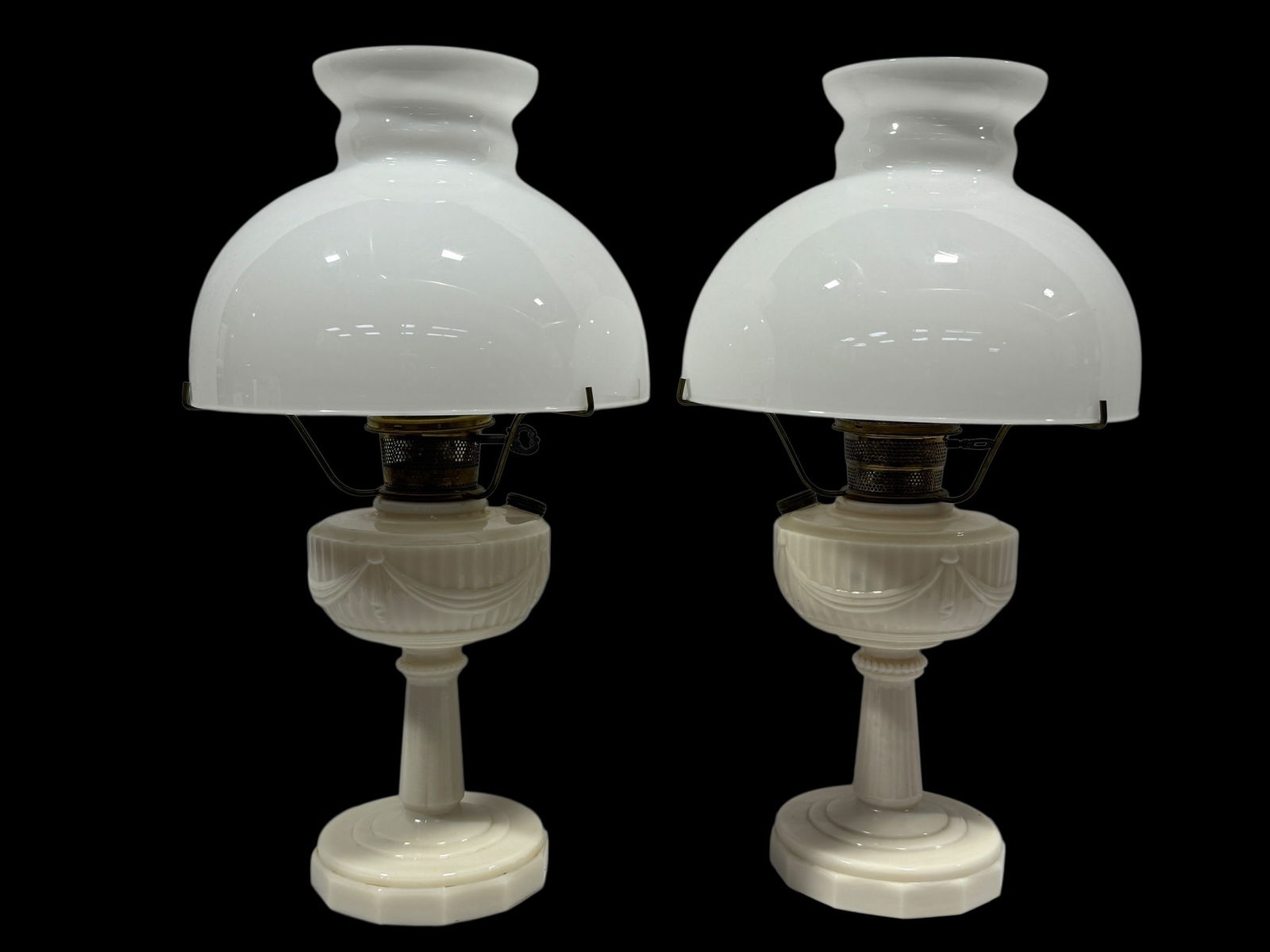 Pair of Aladdin Lincoln Drape Converted Lamps (1 of 5)