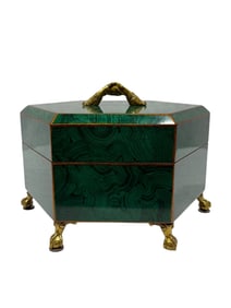 Maitland Smith Regency Style Faux Malachite Box