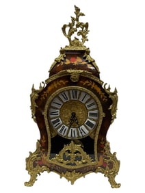 Italian Franz Hermle Marquetry Inlaid Mantel Clock