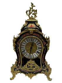 Italian Franz Hermle Marquetry Inlaid Mantel Clock