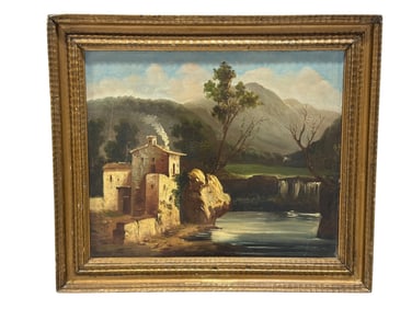 Signed Philip Reinagle Early 19th C. Continental Landscape Painting on Canvas