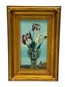 19th C. Oil on Canvas Still Life & Castle Painting