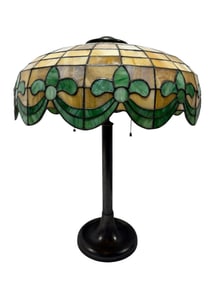 American Leaded Glass Swagged Garland Shade Lamp