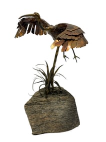 Mounted Copper Bird Sculpture in The Style of Del Filardi