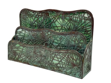 Signed Tiffany Studios Cir 1900s Pine Needle Letter Rack