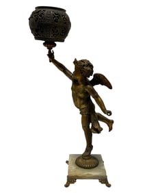 19th C. Victorian Angel Banquet Lamp Base