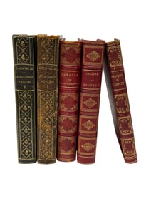 Group of 5 Antique Leather Bound Books