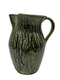 Signed Sid Luck 2002 Green Drip Glaze Pottery Pitcher