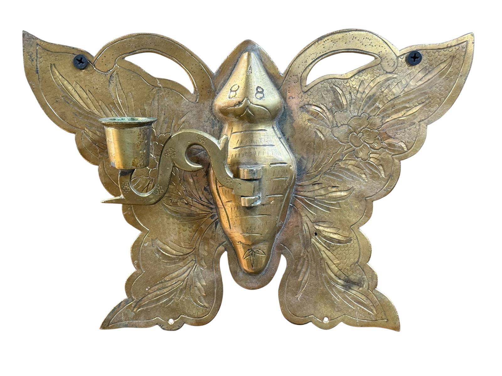 Brass Chinese Art Nouveau Butterfly Sconce (1 of 5)