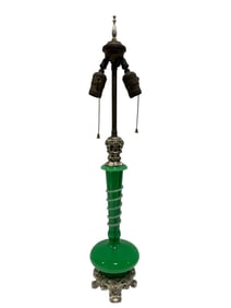 Steuben Green Apple Uranium Swirl Glass Table Lamp