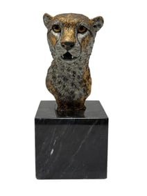 Signed K. Cantrell Legends Bronze Leopard Sculpture on Marble