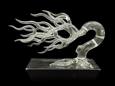 Signed Frabel Studio Glass "Windswept Tree" Sculpture